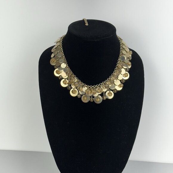 Charming Charlie Statement Necklace Bib Goldtone - Picture 5 of 16